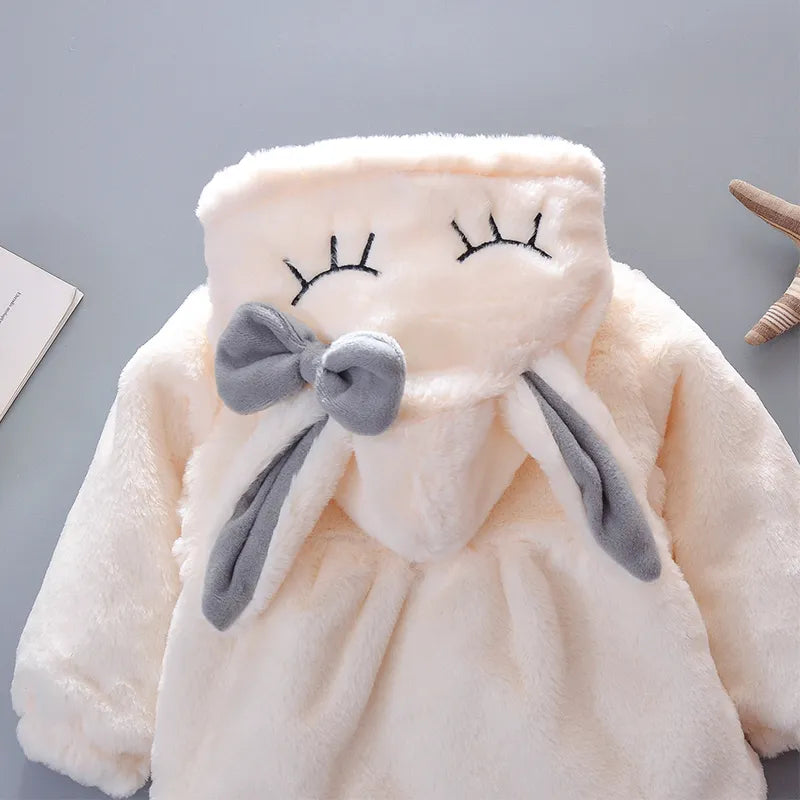 Cute Rabbit Ears Baby Jacket - Warm Hooded Outerwear