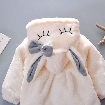 Cute Rabbit Ears Baby Jacket - Warm Hooded Outerwear