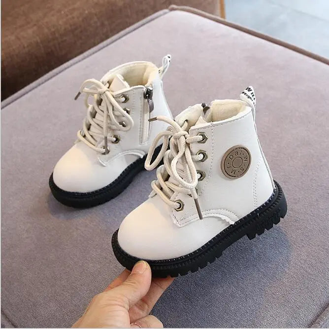 Autumn/Winter Kids' Plush Leather Boots (Size 21-30)