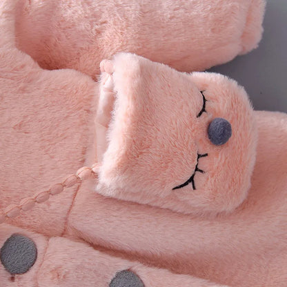 Cute Rabbit Ears Baby Jacket - Warm Hooded Outerwear