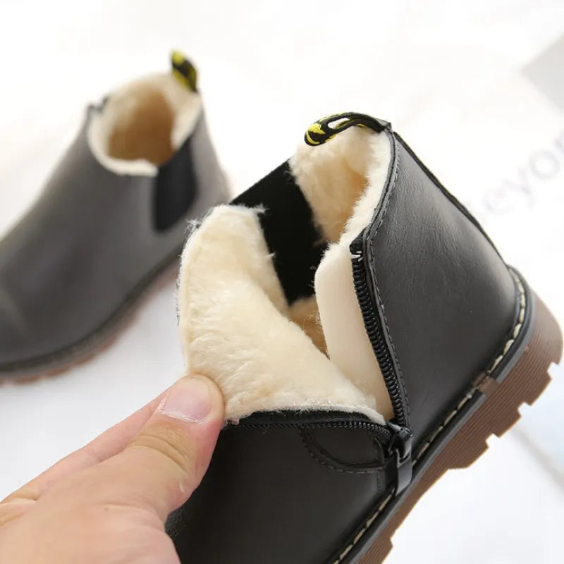 Kids Fashion Boots - Zippered Snow Boots