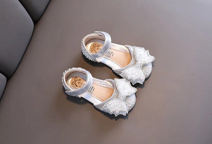 Summer Princess Sandals: Sequin Bow Rhinestone Flat Girls' Shoes
