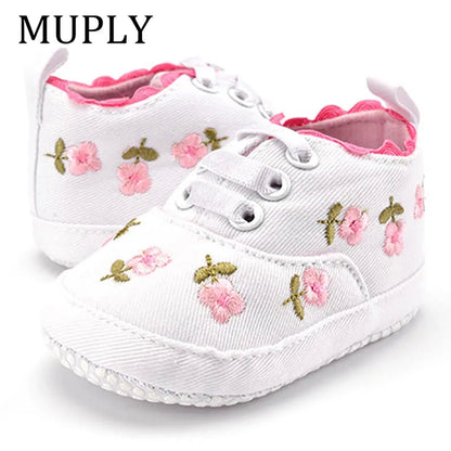 White Lace Floral Baby Girl Shoes