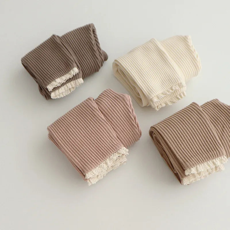 Baby Knitted Candy Color Pants - Toddler Girls Ribbed Leggings