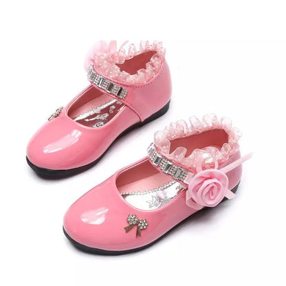Cute Bowknot Rhinestone Flower Shoes (3-11 Years)