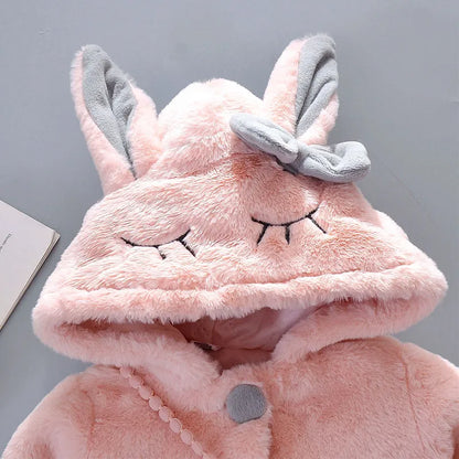 Cute Rabbit Ears Baby Jacket - Warm Hooded Outerwear