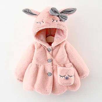 Cute Rabbit Ears Baby Jacket - Warm Hooded Outerwear