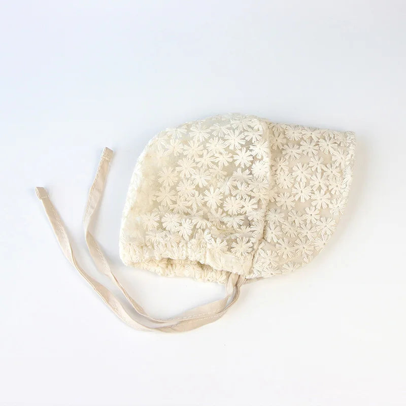 Summer Lace Flower Baby Hat: Princess Infant Sun Cap