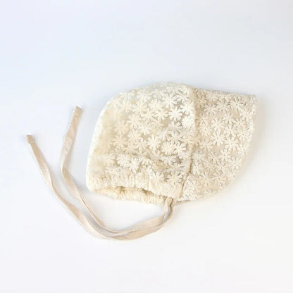 Summer Lace Flower Baby Hat: Princess Infant Sun Cap