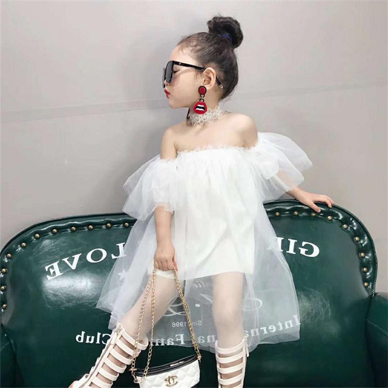 Girls Fashion Mesh Top Dress