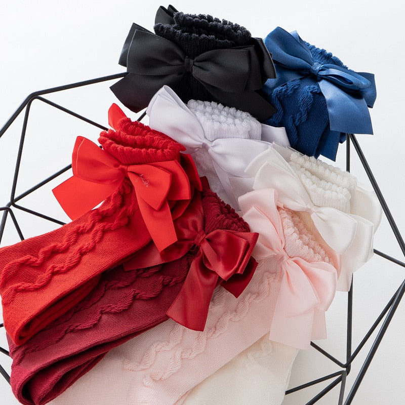 Socks of Cotton  With Big Bow Soft For Girls