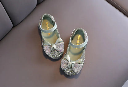 Rhinestone Bow Princess Shoes - Girls' Party Dance Flats