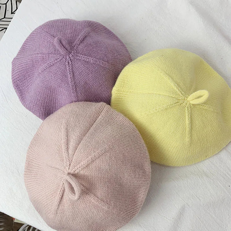 Fashion Baby Beret: Vintage Knitted Hat for Kids