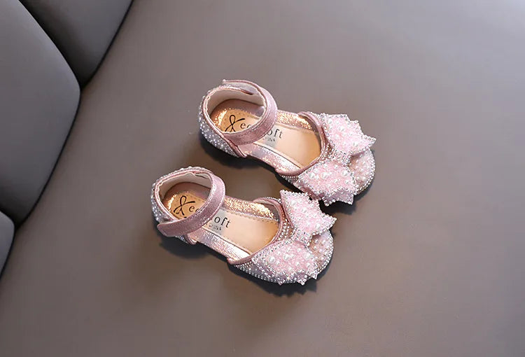 Summer Princess Sandals: Sequin Bow Rhinestone Flat Girls' Shoes