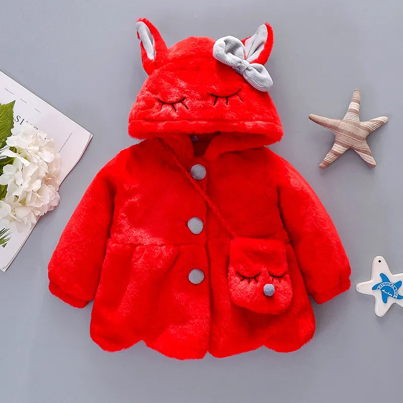 Cute Rabbit Ears Baby Jacket - Warm Hooded Outerwear