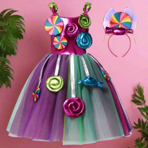 Halloween Rainbow Swirl Candy Party Dress