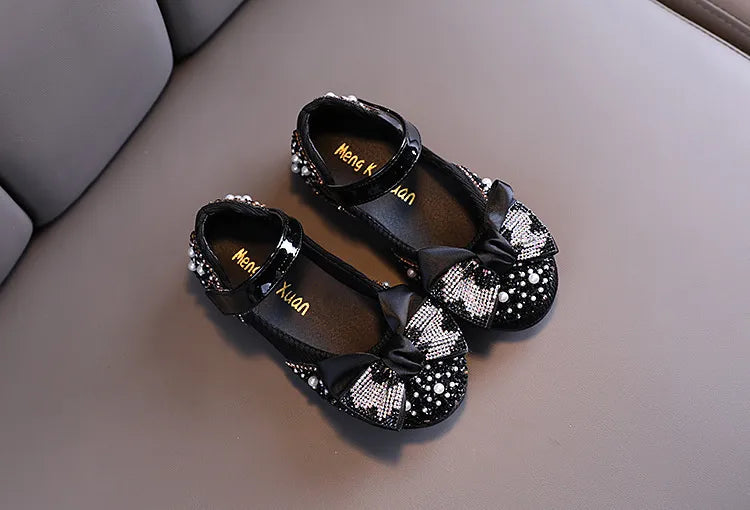 Rhinestone Bow Princess Shoes - Girls' Party Dance Flats