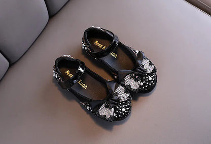 Rhinestone Bow Princess Shoes - Girls' Party Dance Flats