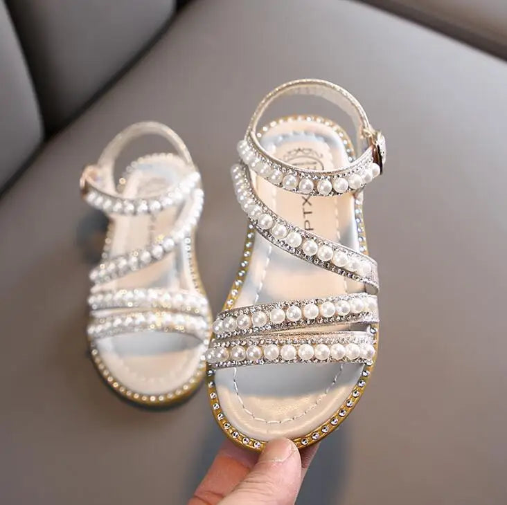 Bling Rhinestone Princess Sandals: Fashionable Summer Shoes for Little