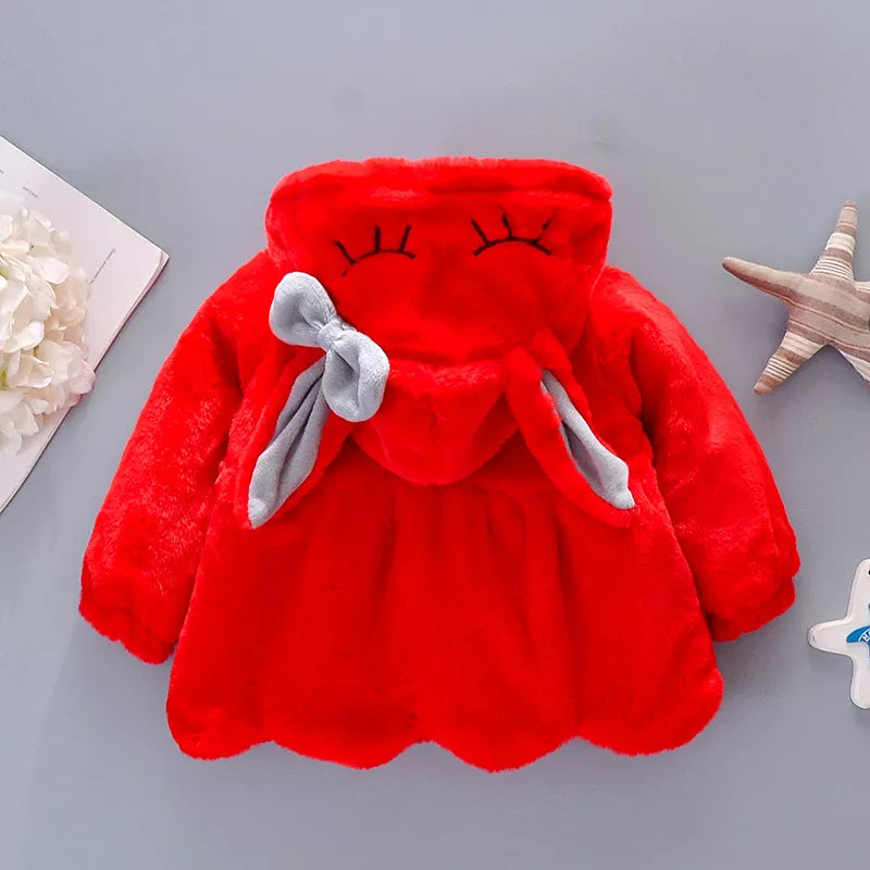 Cute Rabbit Ears Baby Jacket - Warm Hooded Outerwear