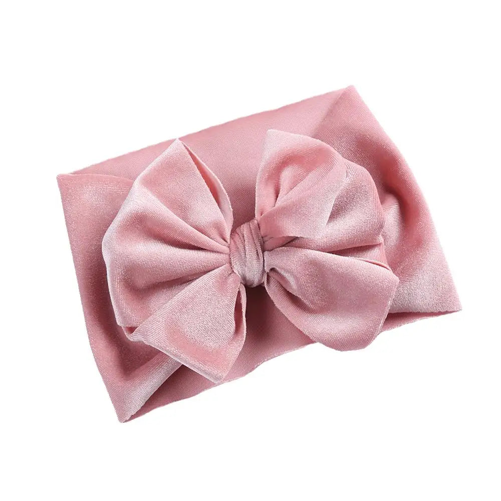 Solid Velvet Baby Bow Headband - Winter Hair Accessory