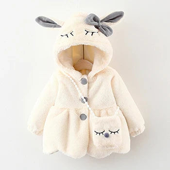 Cute Rabbit Ears Baby Jacket - Warm Hooded Outerwear