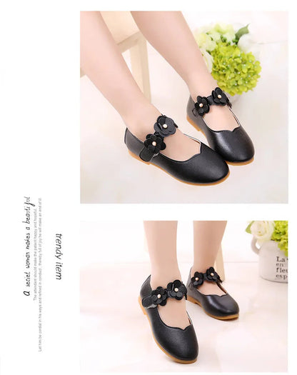 Girls Princess Leather Sandals: Elegant White Shoes for Weddings, School, and Fashion
