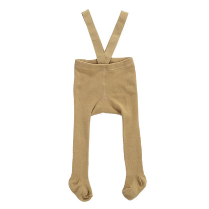Baby Cotton Suspender Pantyhose - Cute Solid Color Overall Leggings