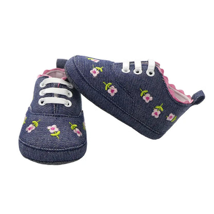 Floral Embroidered Baby Girl Soft Shoes