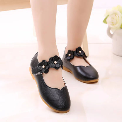 Girls Princess Leather Sandals: Elegant White Shoes for Weddings, School, and Fashion