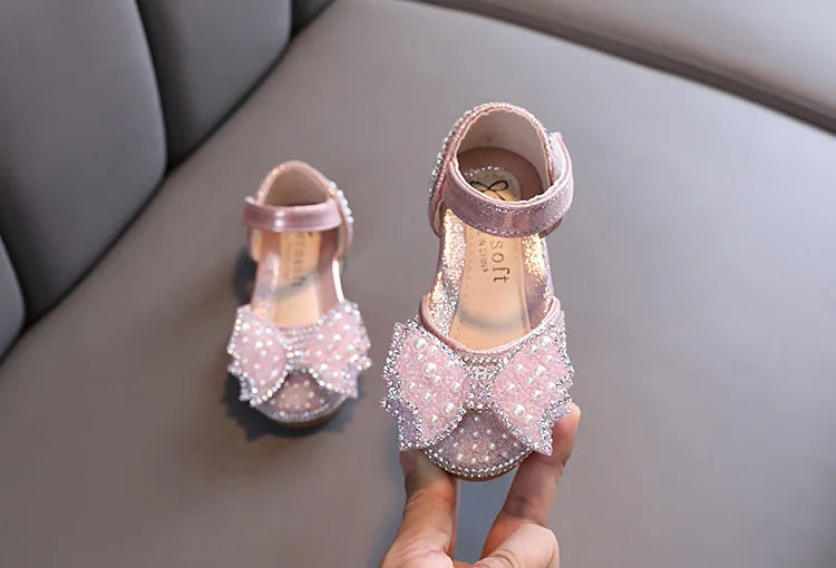 Summer Princess Sandals: Sequin Bow Rhinestone Flat Girls' Shoes