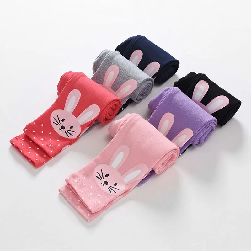 Girls' Spring Leggings - Cartoon Print Skinny Pants