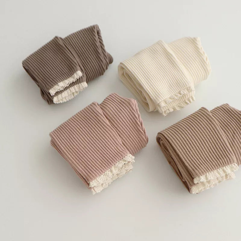 Baby Knitted Candy Color Pants - Toddler Girls Ribbed Leggings