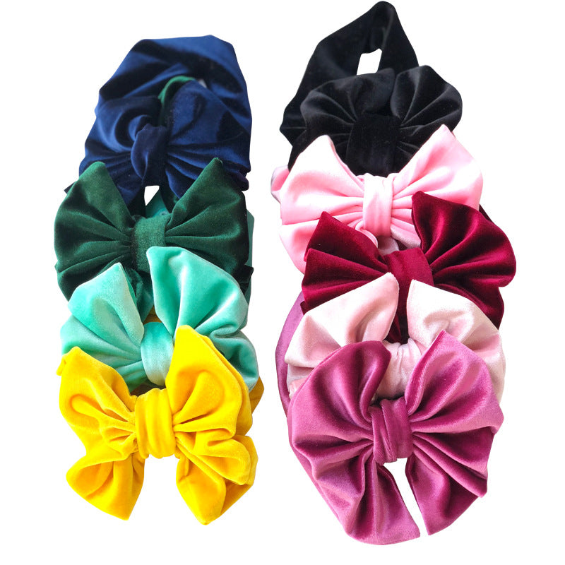 Velvet Solid Bow Headwraps