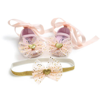 Princess Lace Up Bow Shoes & Headband Set