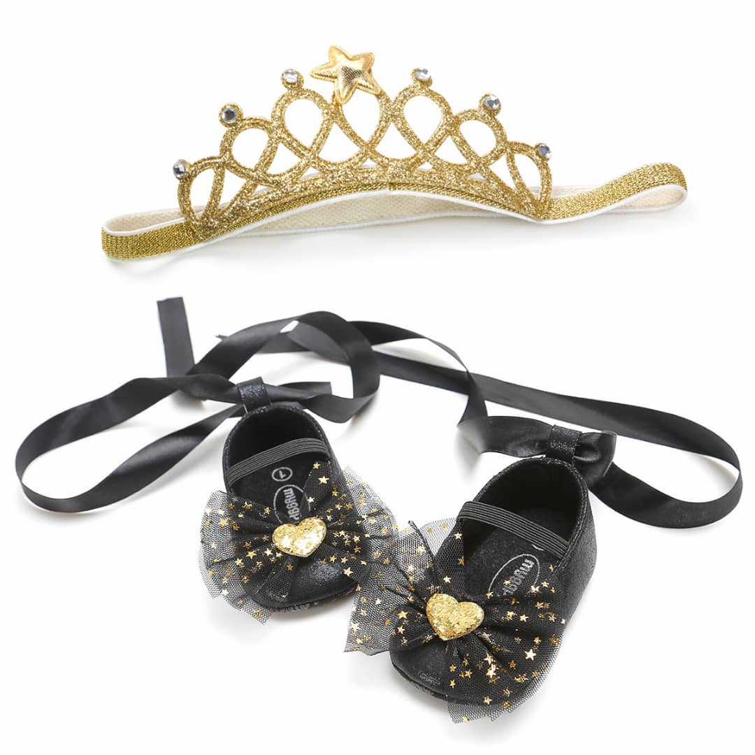 Princess Lace Up Bow Shoes & Headband Set