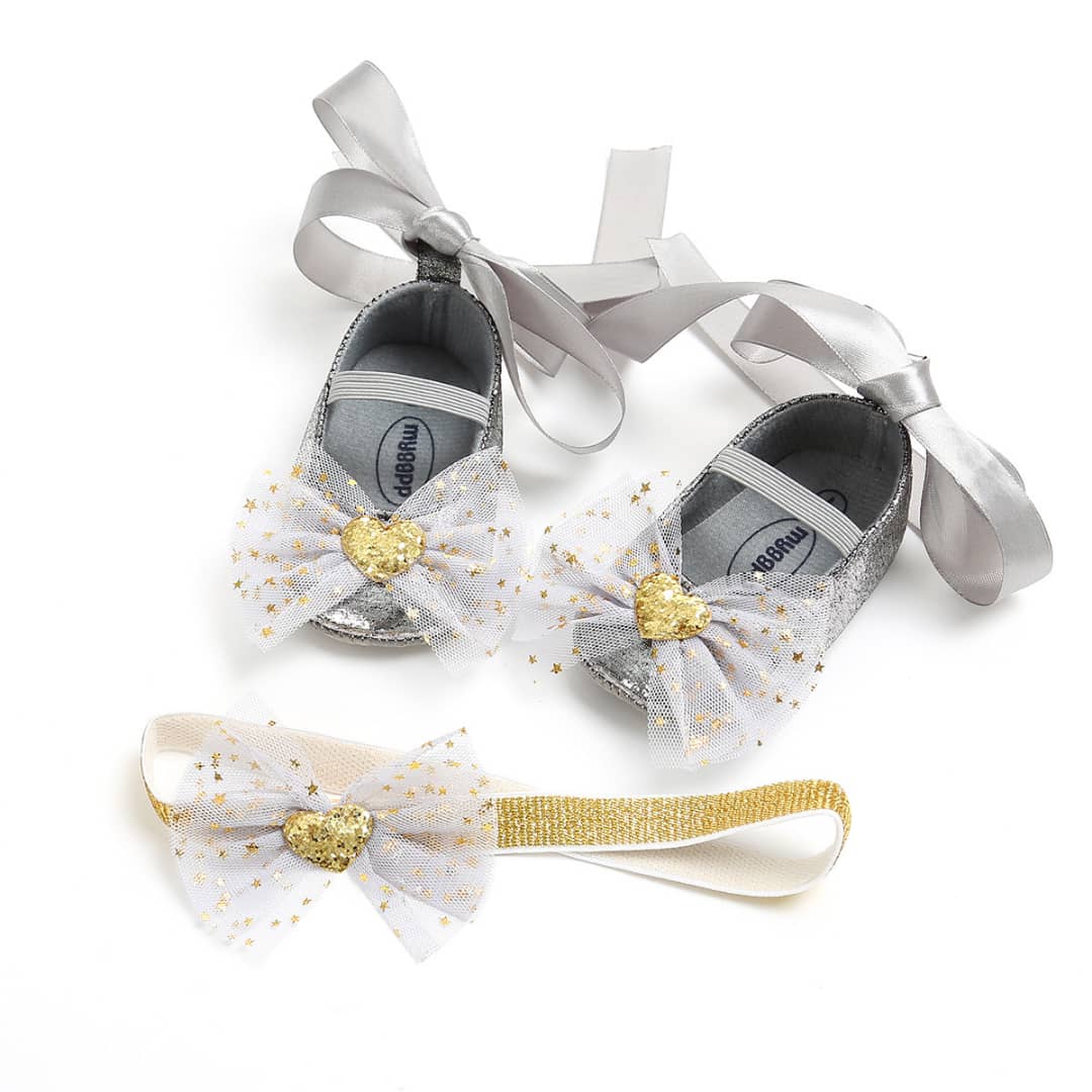Princess Lace Up Bow Shoes & Headband Set