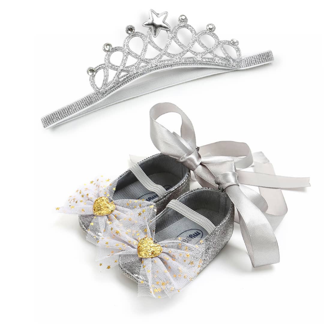 Princess Lace Up Bow Shoes & Headband Set