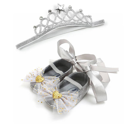 Princess Lace Up Bow Shoes & Headband Set