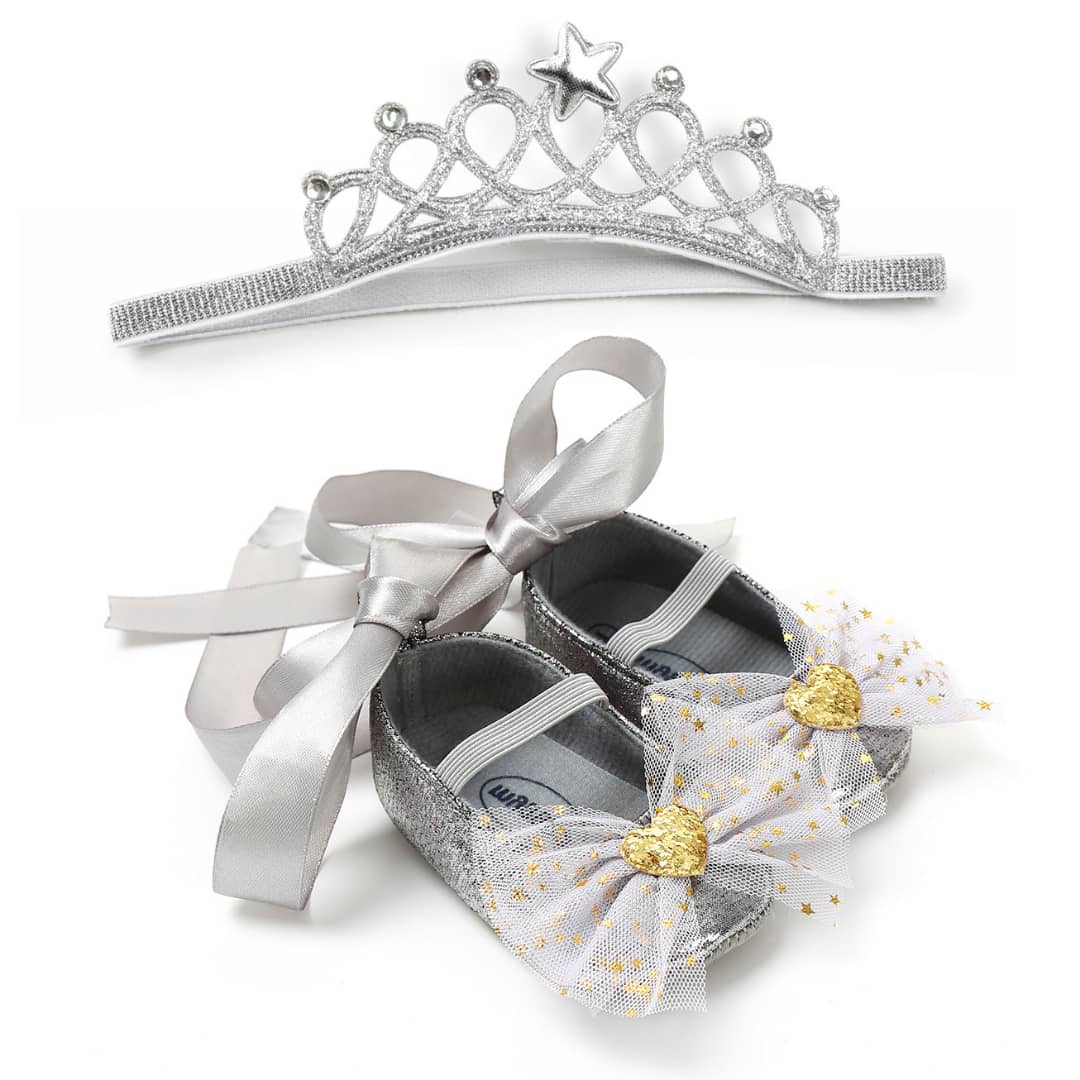 Princess Lace Up Bow Shoes & Headband Set