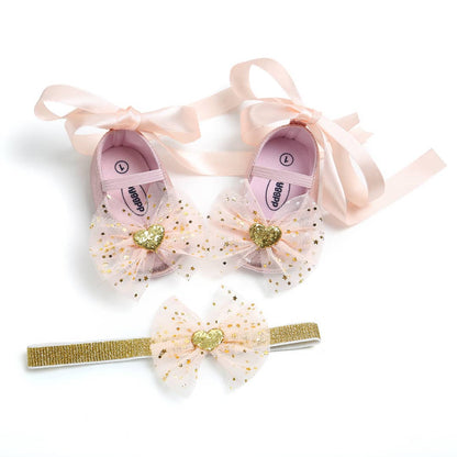 Princess Lace Up Bow Shoes & Headband Set