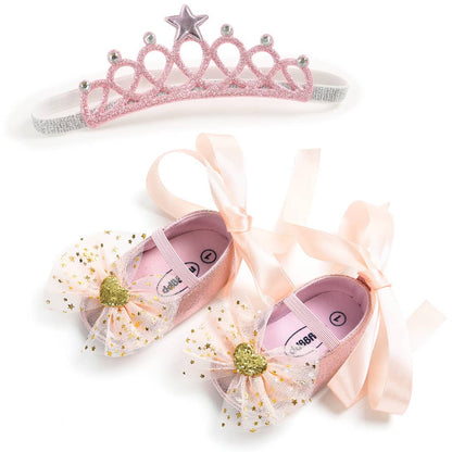 Princess Lace Up Bow Shoes & Headband Set
