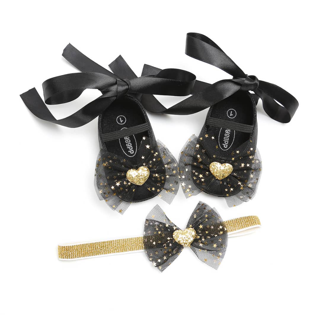 Princess Lace Up Bow Shoes & Headband Set