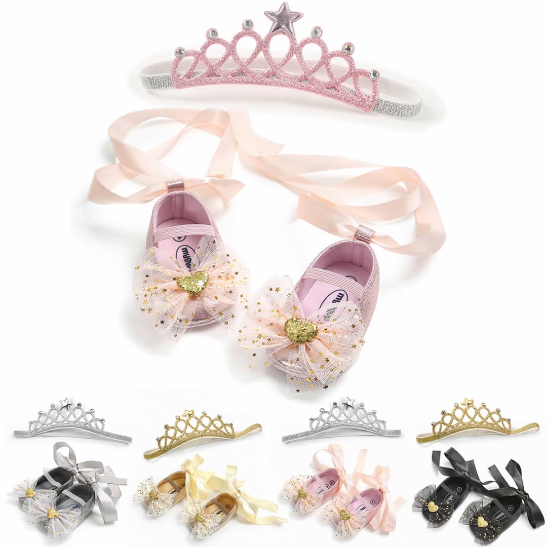 Princess Lace Up Bow Shoes & Headband Set