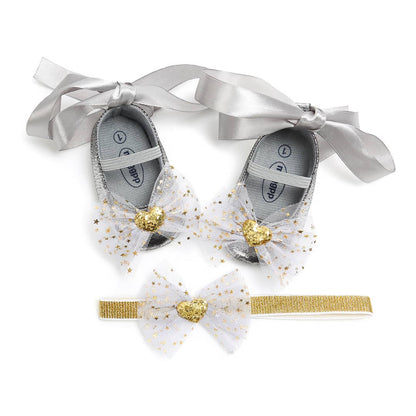 Princess Lace Up Bow Shoes & Headband Set