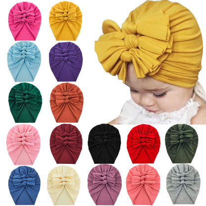 Trio Ruffle Bow Turban / Caps