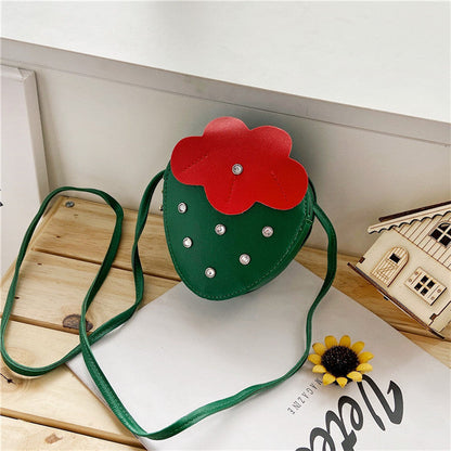 Cute Strawberry Rivet Kids Messenger Bag