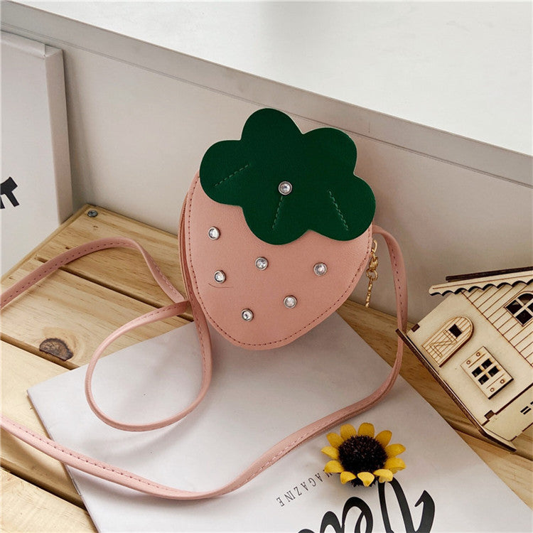 Cute Strawberry Rivet Kids Messenger Bag