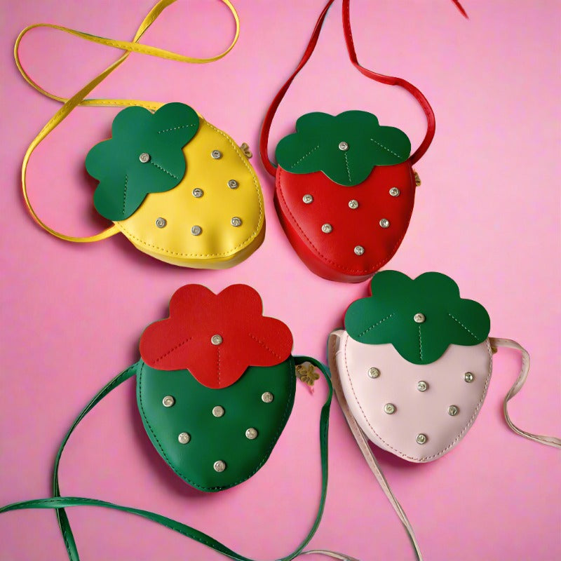 Cute Strawberry Rivet Kids Messenger Bag