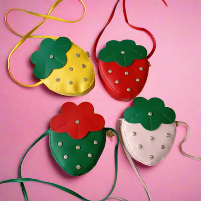 Cute Strawberry Rivet Kids Messenger Bag